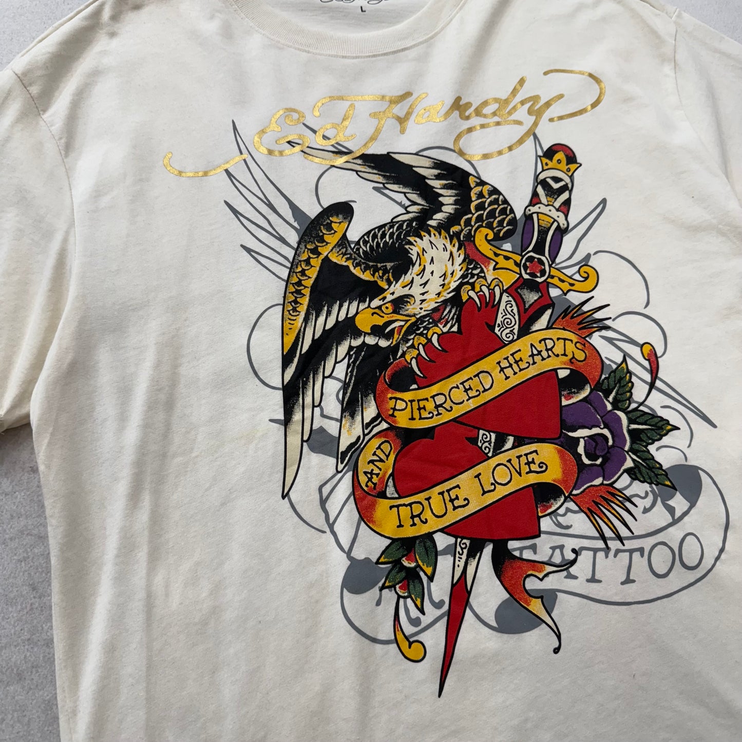 ED HARDY “Pierced Eagle” CREAM GRAPHIC TEE