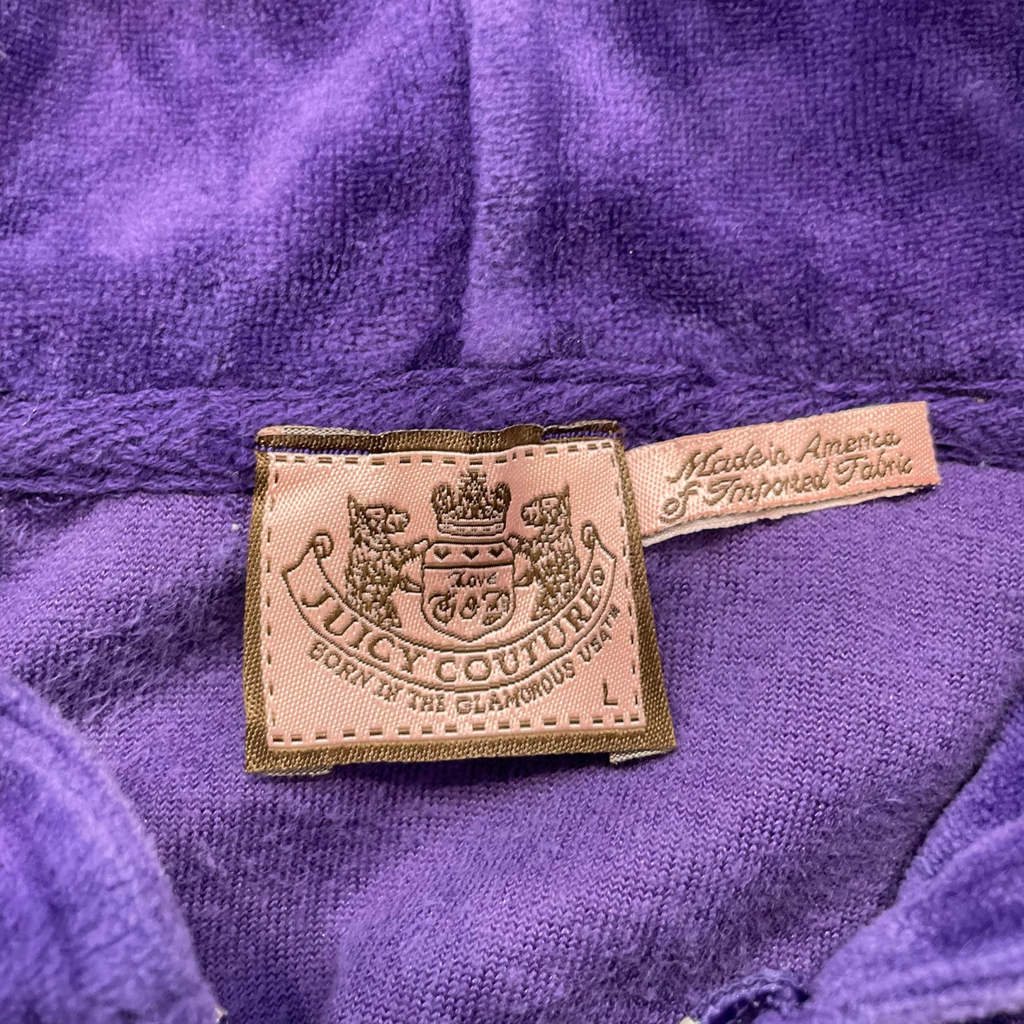 Juicy Couture Women Dark Periwinkle Velour Tracksuit Set Hoodie & Pant Size L/XL
