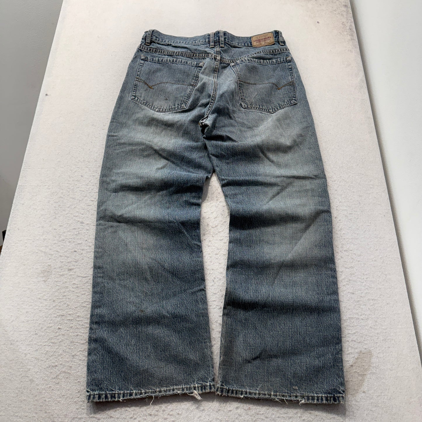Unionbay Loose Bootcut Men's Blue Denim Jeans Pockets Zip-Fly Classic Size 34