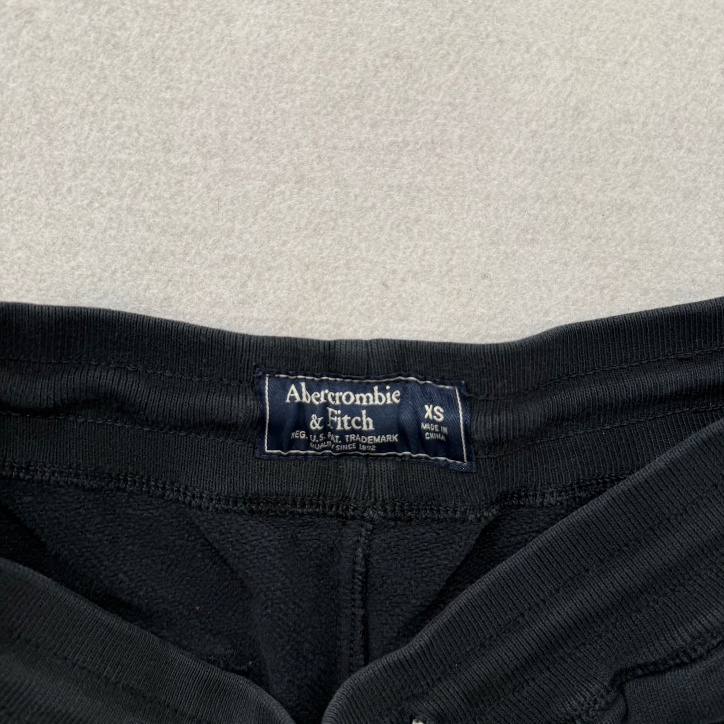Abercrombie & Fitch Black Drawstring Jogger Pants Skull Logo Size XS