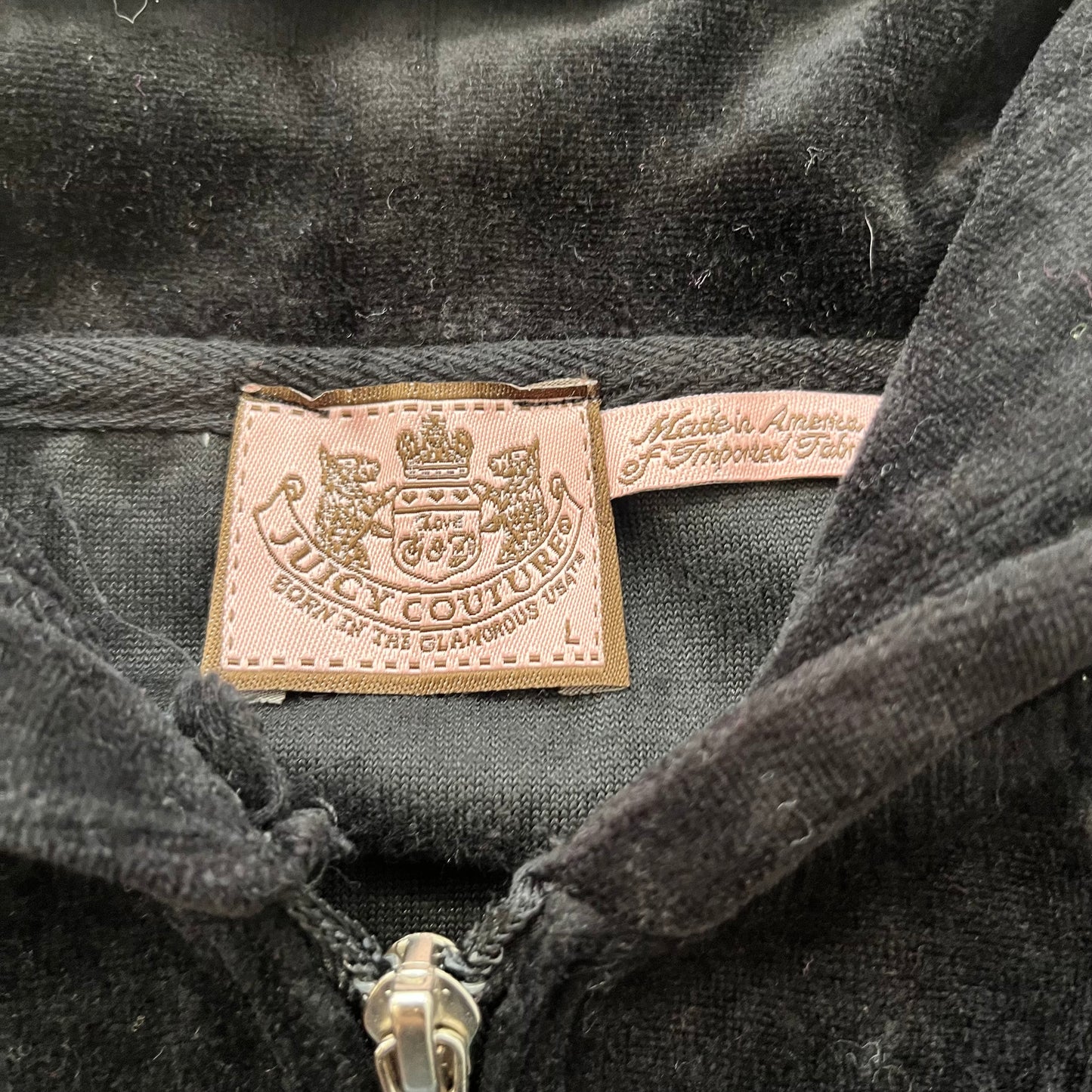 Vintage Juicy Couture Scottie Dogs Women's Black Velour Zip-Up Hoodie Y2k Size L