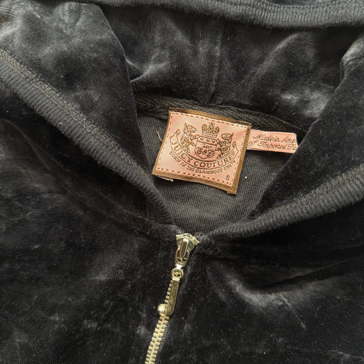 Juicy Couture Women's Black Tracksuit Set Zip Up Hoodie & Flared Pant Y2k Size S