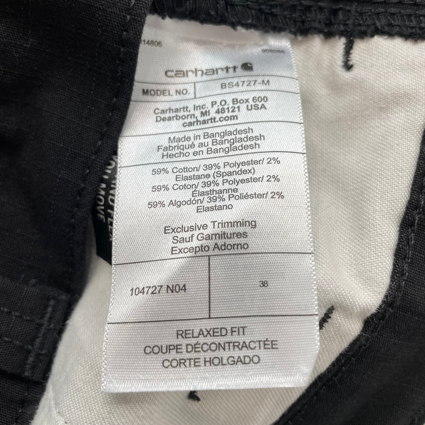 Carhartt Relaxed Fit Men's Black Cargo Shorts Utility Pockets Workwear Size 38