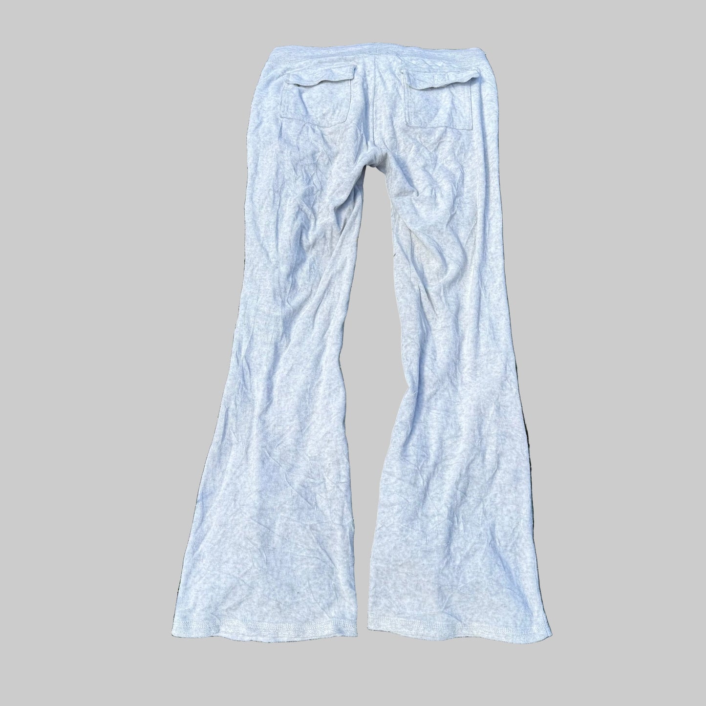 Juicy Couture Women's Heather Grey Velour Flared Track Pant Pockets Y2k Size M
