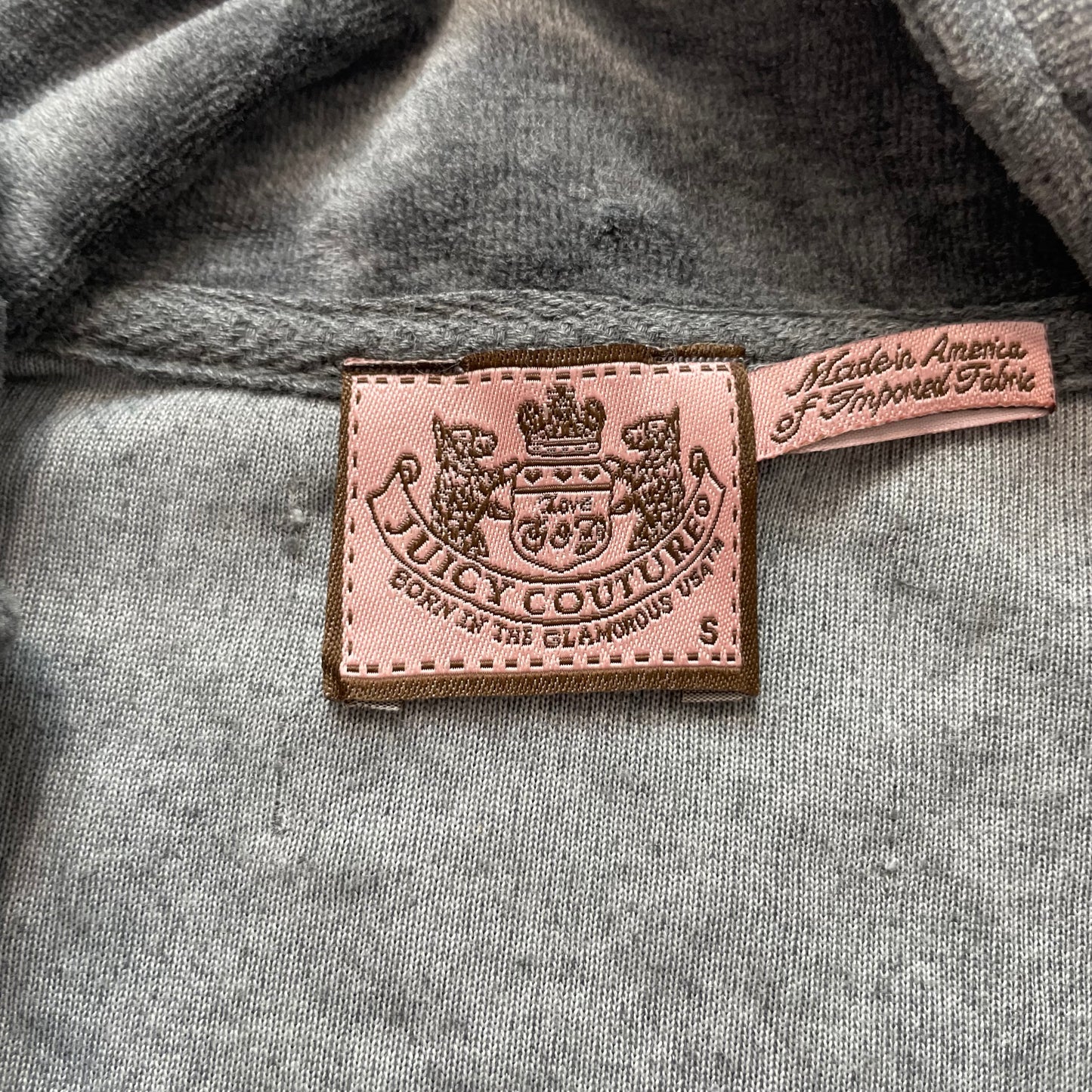 Vintage Juicy Couture Women's Gray Velour Zip-Up Track Jacket Long Sleeve Size S