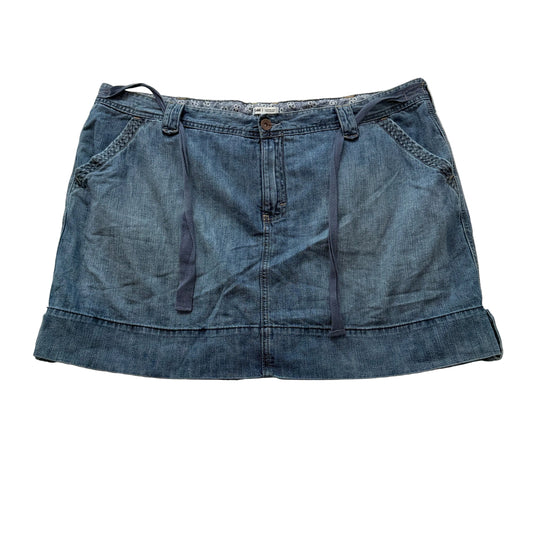 Lee Lower On The Waist Women Blue Denim Skirt Utility Pocket Drawstring Size W36