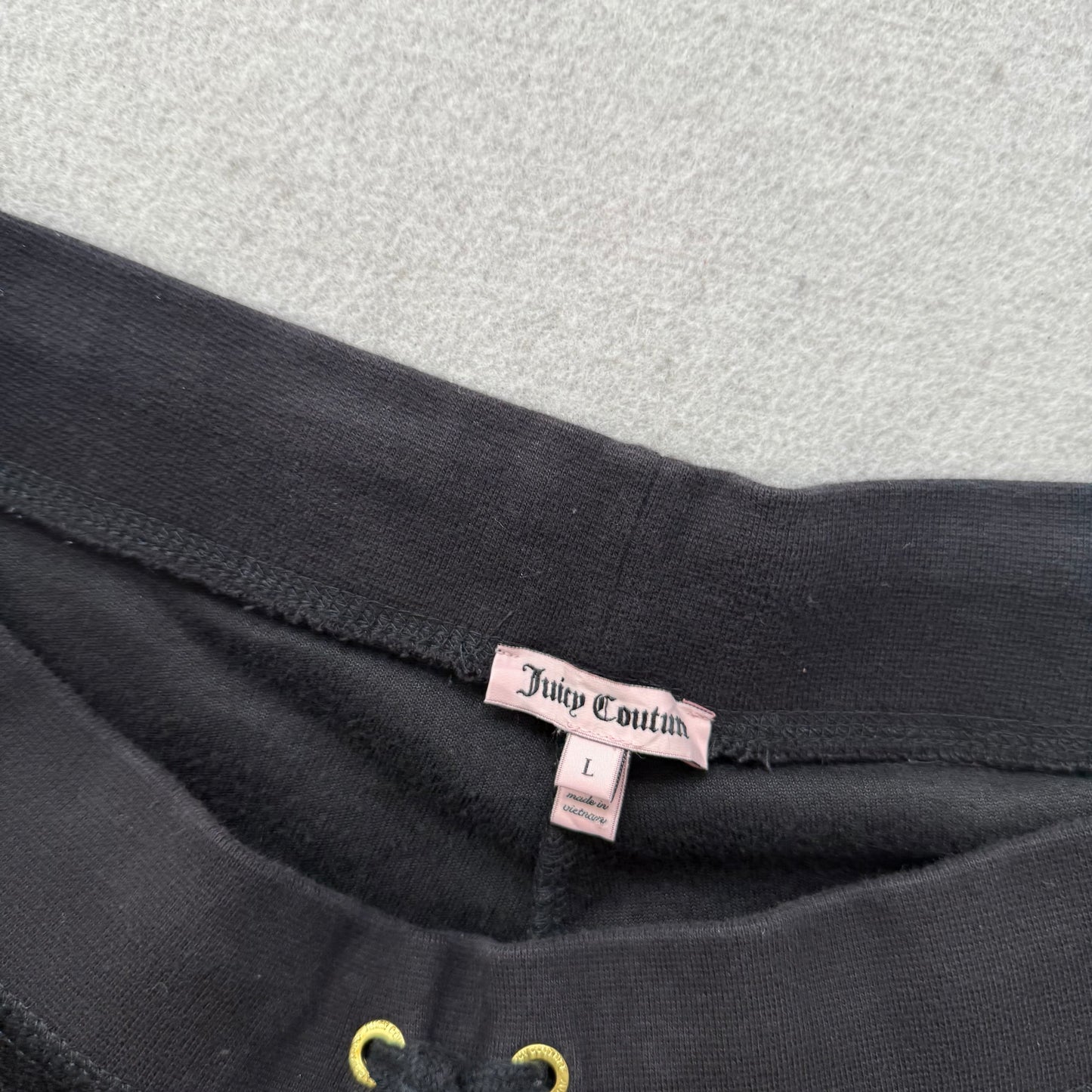 Juicy Couture Women's Jet Black Velour Flared Track Pant Logo Preppy Y2K Size L