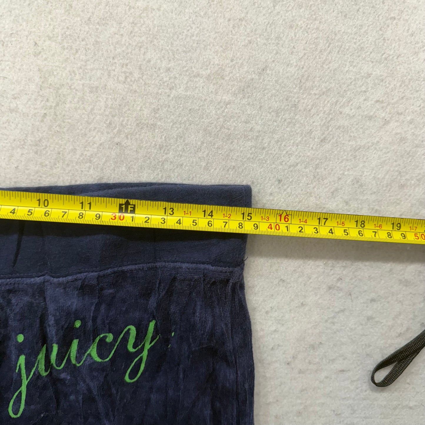 Juicy Couture Women's Midnight Blue Velour Flare Track Pant Low Rise Logo Size M