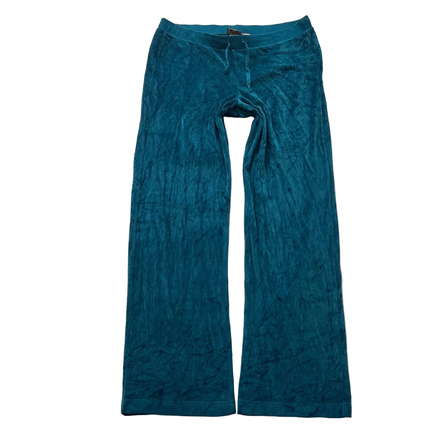 Vintage Juicy Couture Women Teal Blue Flared Leg Track Pant Drawstring Size L