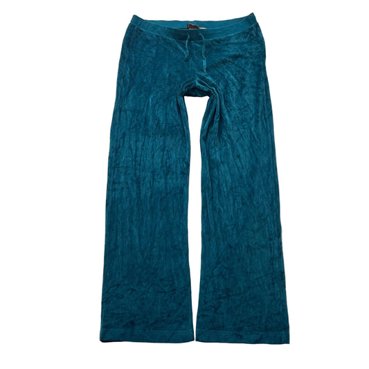 Vintage Juicy Couture Women Teal Blue Flared Leg Track Pant Drawstring Size L