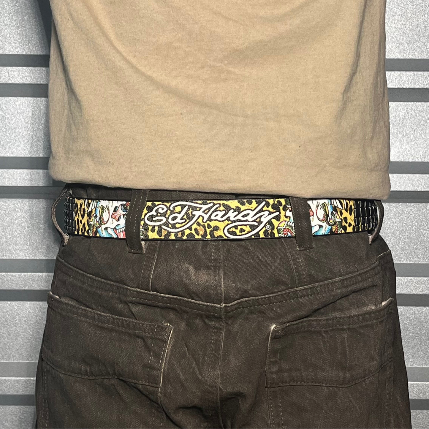 Ed Hardy leopard print studded belt - Clean Curriculums 
