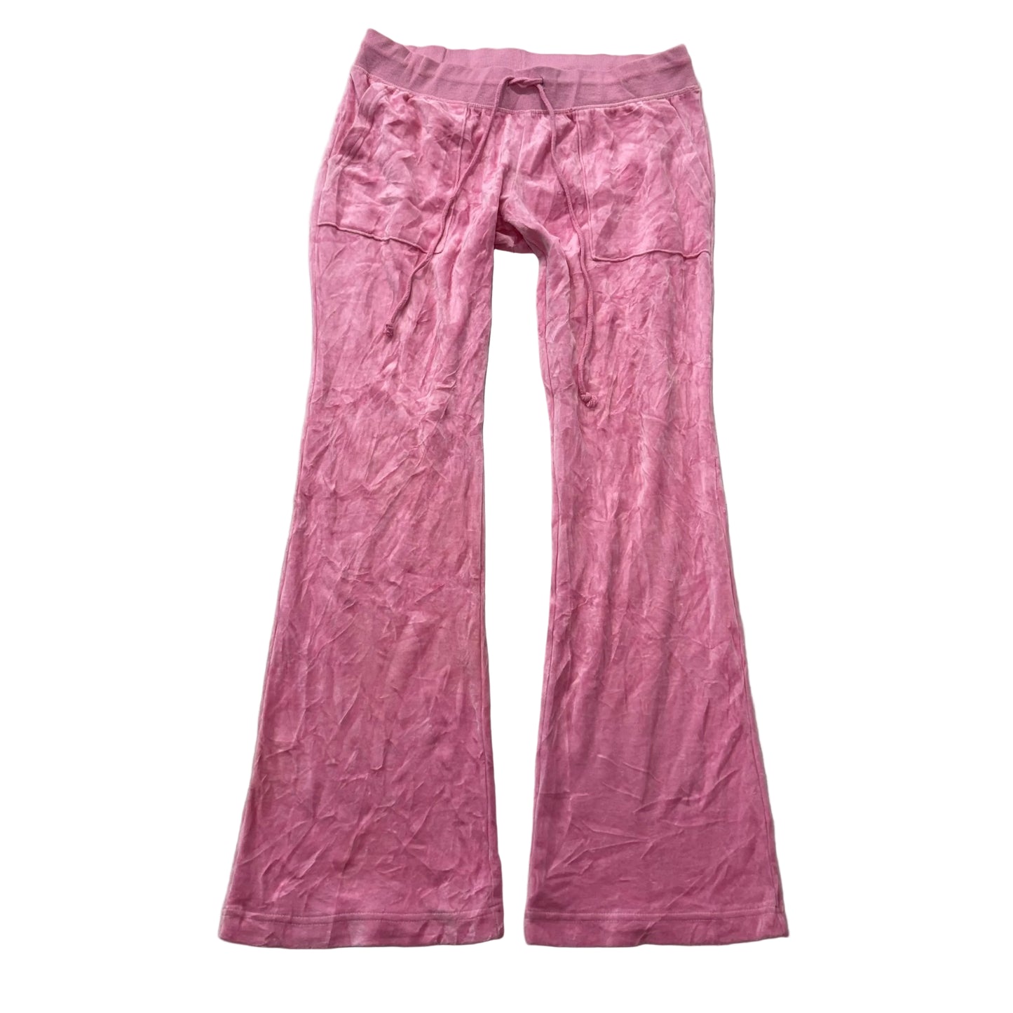 Juicy Couture Pink Velour Flare Track Pants Drawstring Pockets Low Rise Size XL