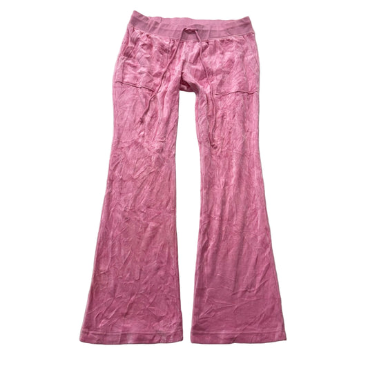 Juicy Couture Pink Velour Flare Track Pants Drawstring Pockets Low Rise Size XL