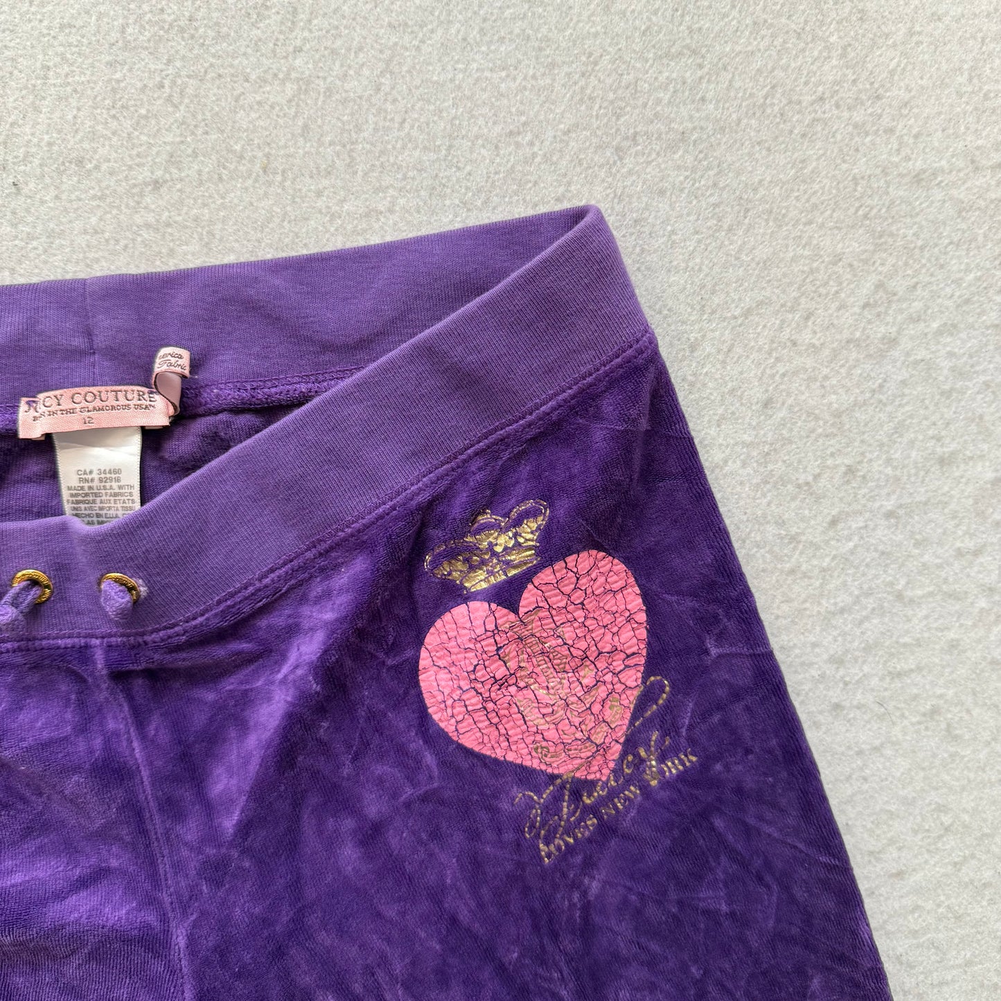 Juicy Couture Women's Royal Purple Velour Flared Track Pant Drawstring Size 12