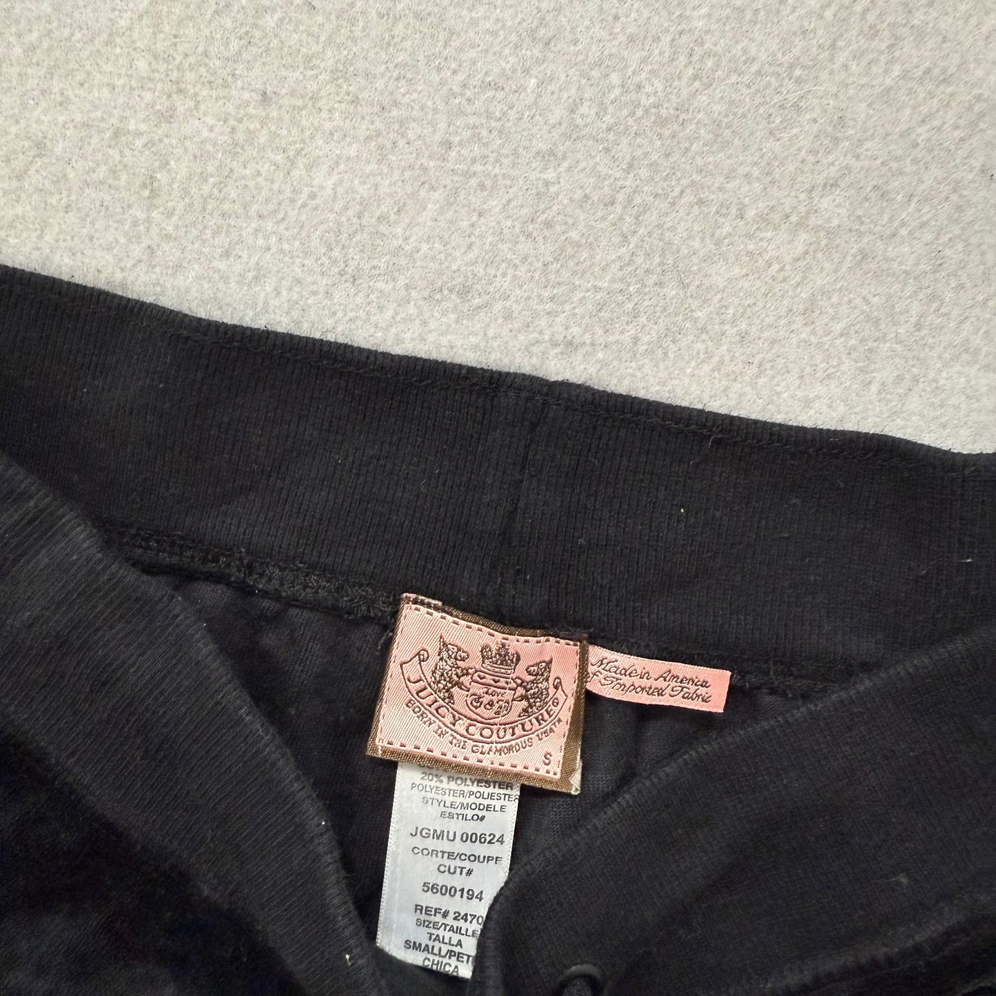 Vintage Juicy Couture Women's Black Velour Flare Track Pants Drawstring Size S