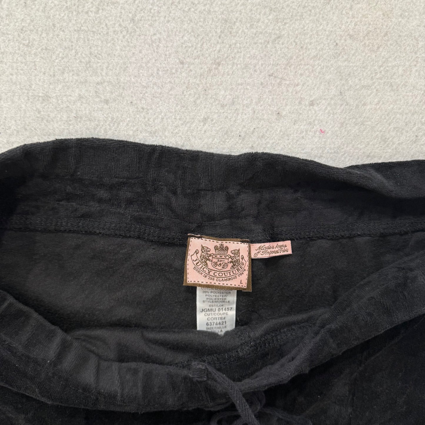 Juicy Couture Women's Black Velour Tracksuit Set Hoodie & Pant Crest Logo Size L