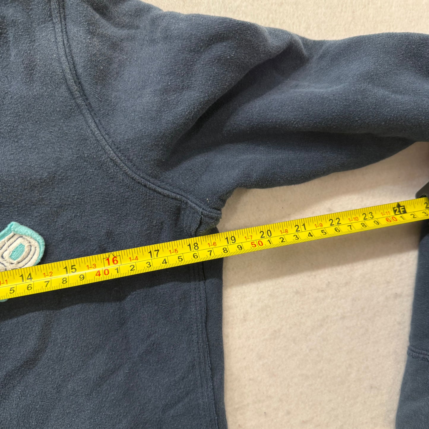 Hollister Navy Cotton Blend Pullover Hoodie Kangaroo Pocket Seagull Logo Size L