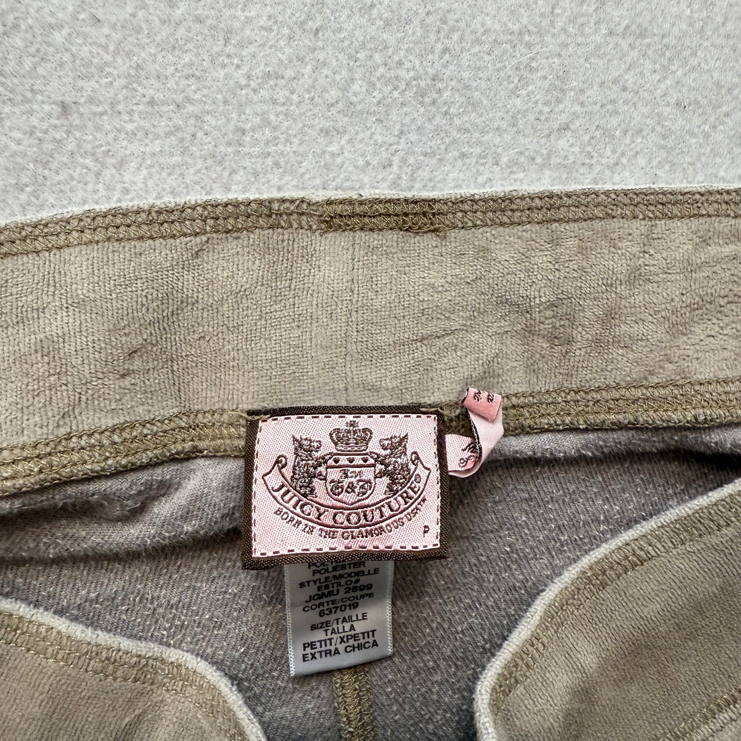Juicy Couture “Juicy Angel“ Women Light Mushroom Velour Flared Track Pant Size P