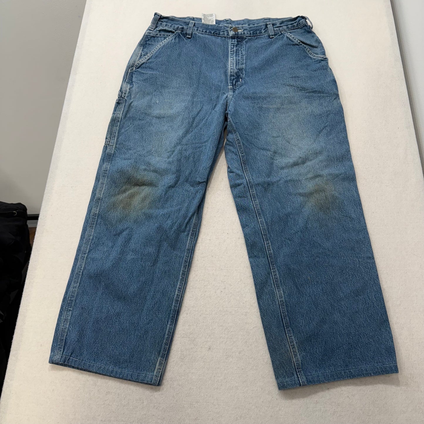 Carhartt Men's Medium Blue Denim Dungaree Fit Carpenter Jeans Workwear Waist 36