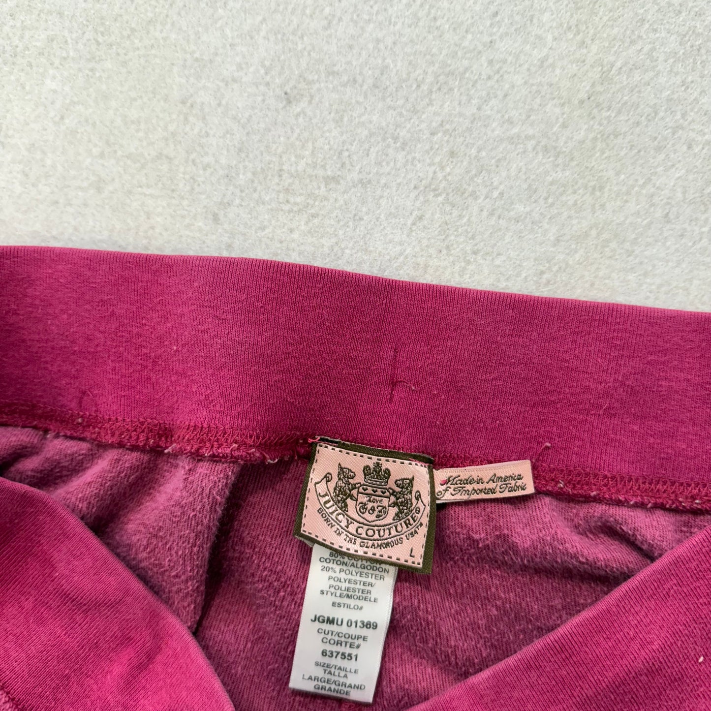 Vintage Juicy Couture Women's Raspberry Velour Flared Track Pant Pockets Size L