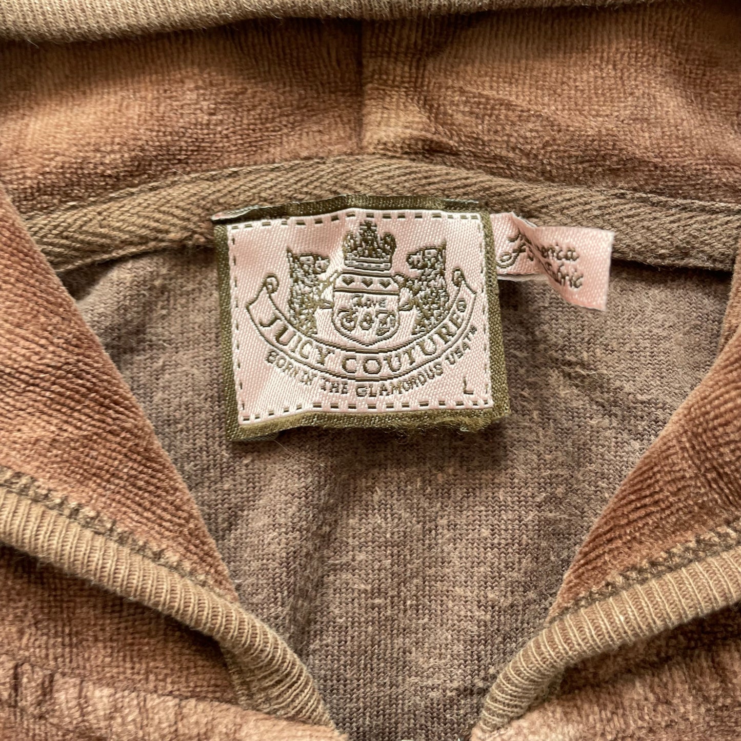 Vintage Juicy Couture Women's Brown Velour Full Zip Hoodie Loungewear Size L