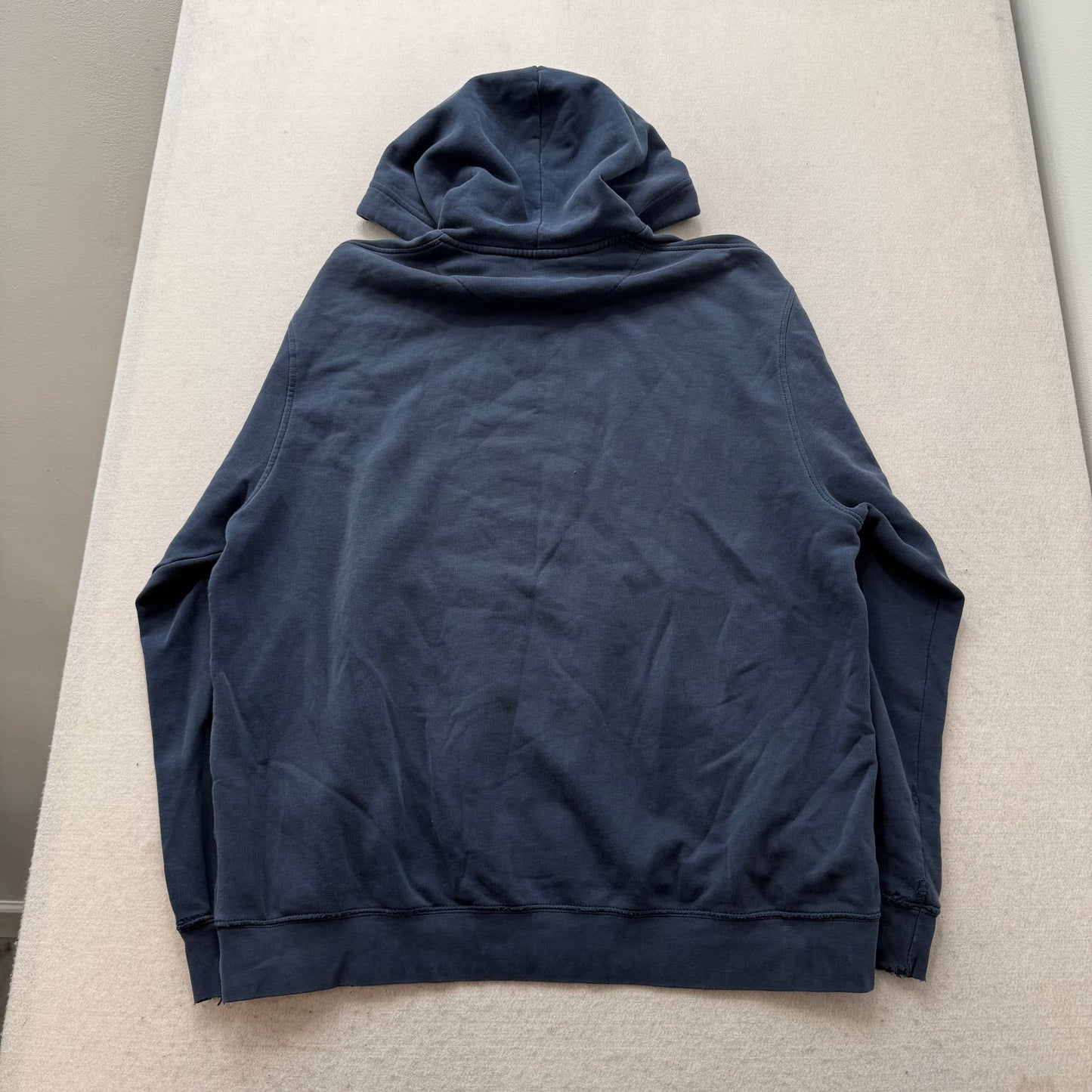 Nike Men's Navy Blue Cotton Blend Relaxed Fit Pullover Hoodie Swoosh Logo Size L