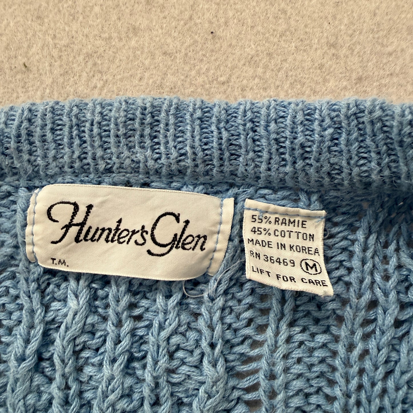 Vintage Hunters Glen Womens Blue Cable Knit Sweater Vest V-Neck Chunky Size M
