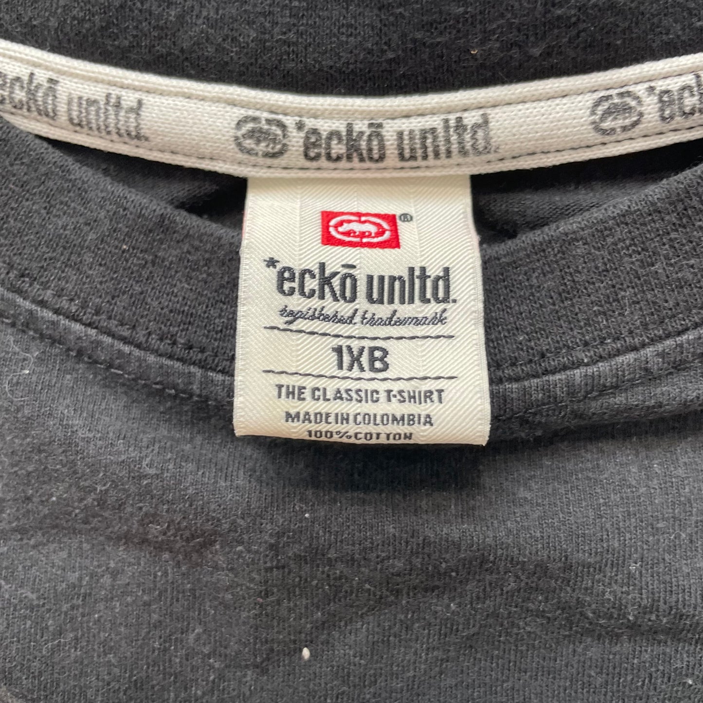 Ecko Unltd. Mens Black Cotton T-Shirt Short Sleeves Graphic Classic Tee Size 1XB