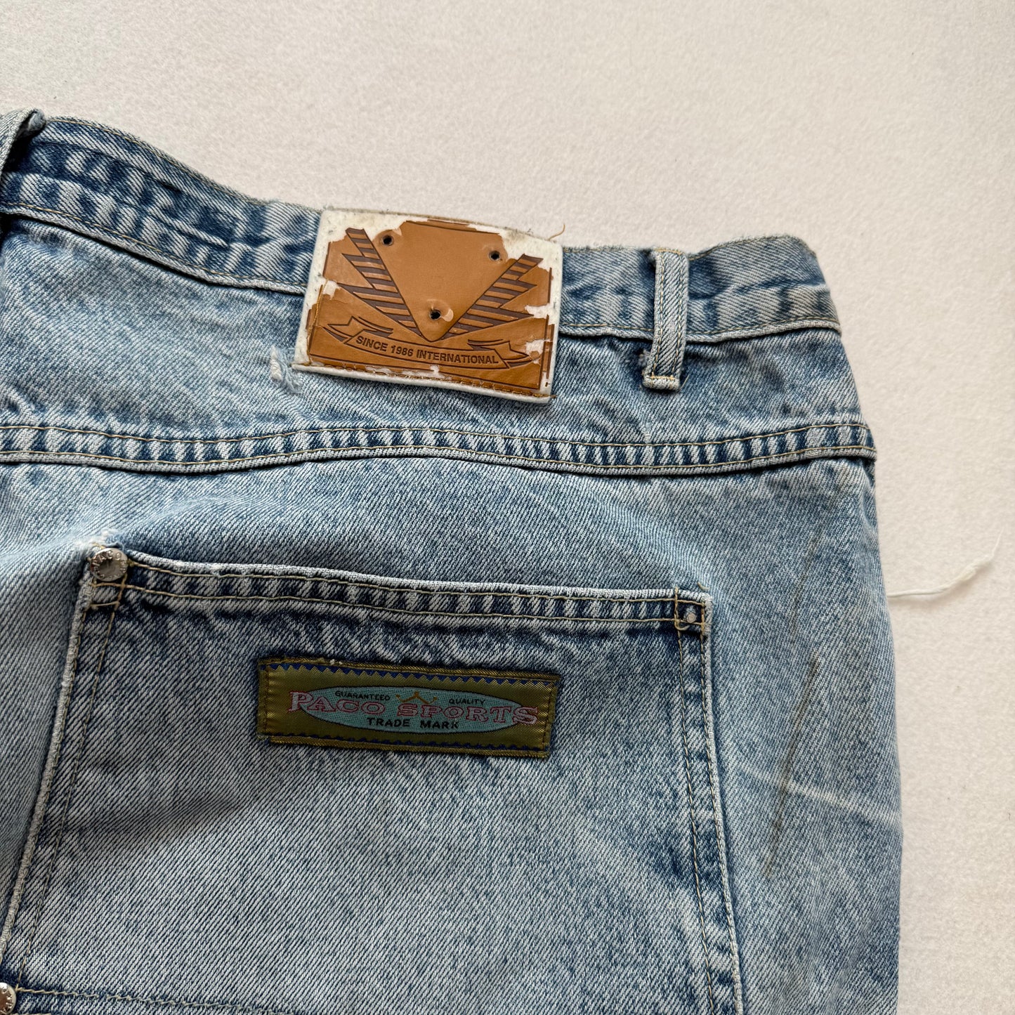 Paco Sports Men's Light Wash Blue Denim Baggy Wide Leg Carpenter Jeans Size 46