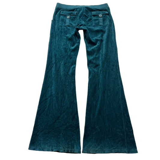 Vintage Juicy Couture Women's Deep Sea Green Flared Track Pant Pockets Size S