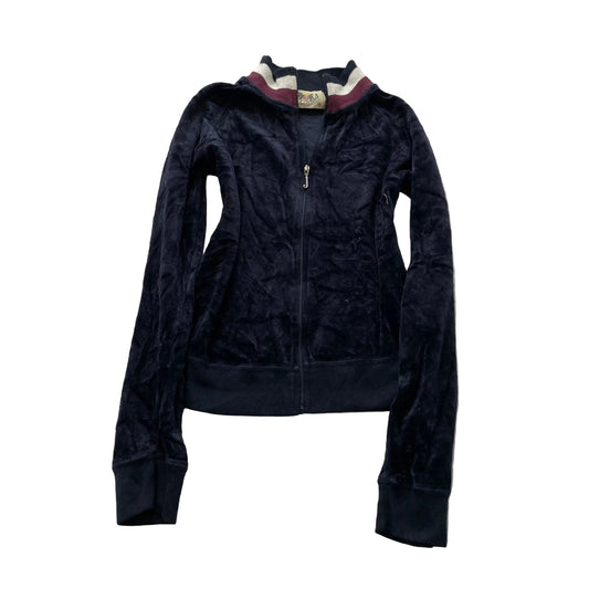 2003 Vintage Juicy Couture Women's Navy Velour Full Zip Track Jacket Y2k Size M