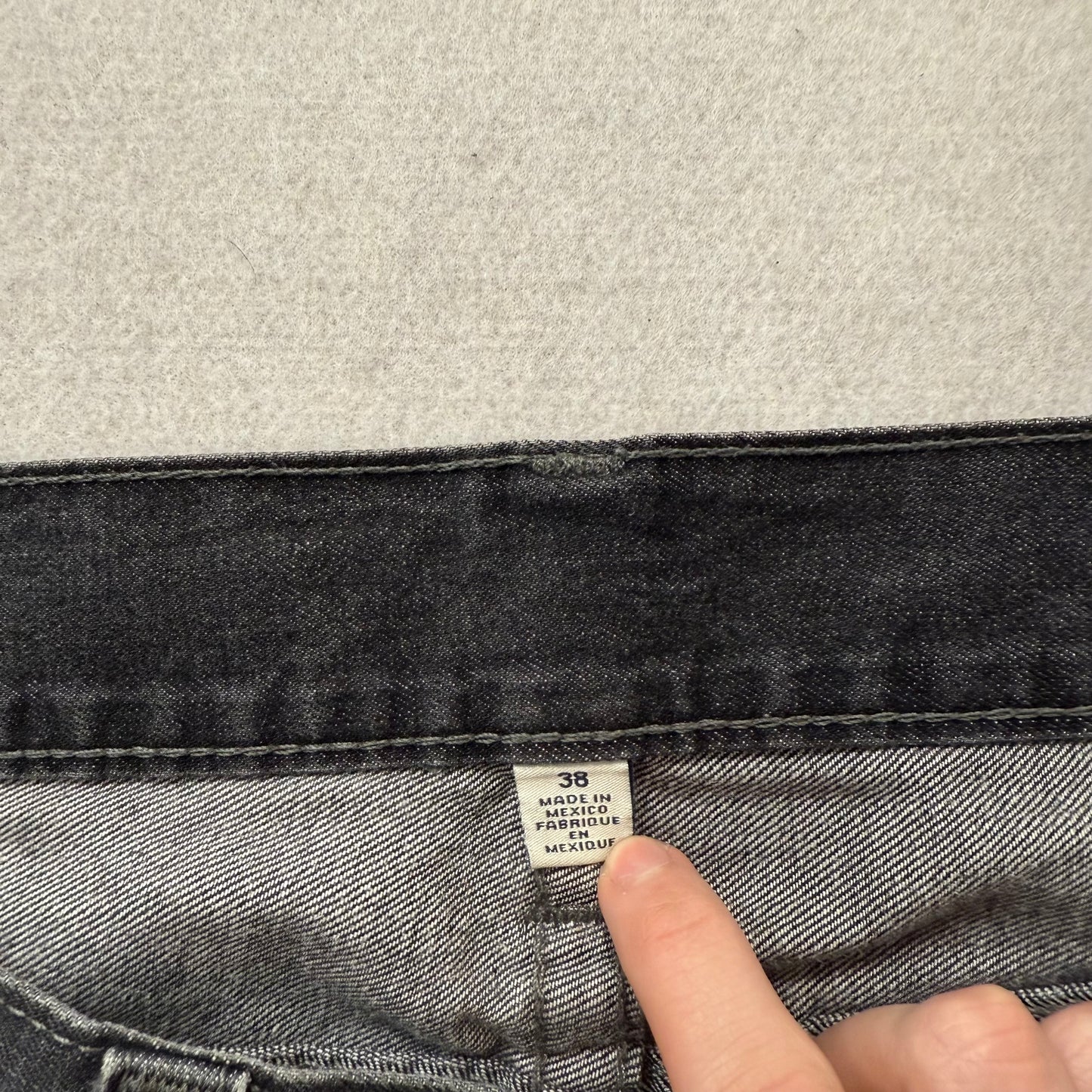 True Religion Gray Denim Straight Jeans Signature Horseshoe Snap Pocket Waist 38
