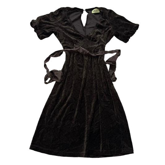 2003 Vintage Juicy Couture Women's Brown Dress V-Neck Belted Short Sleeve Size L