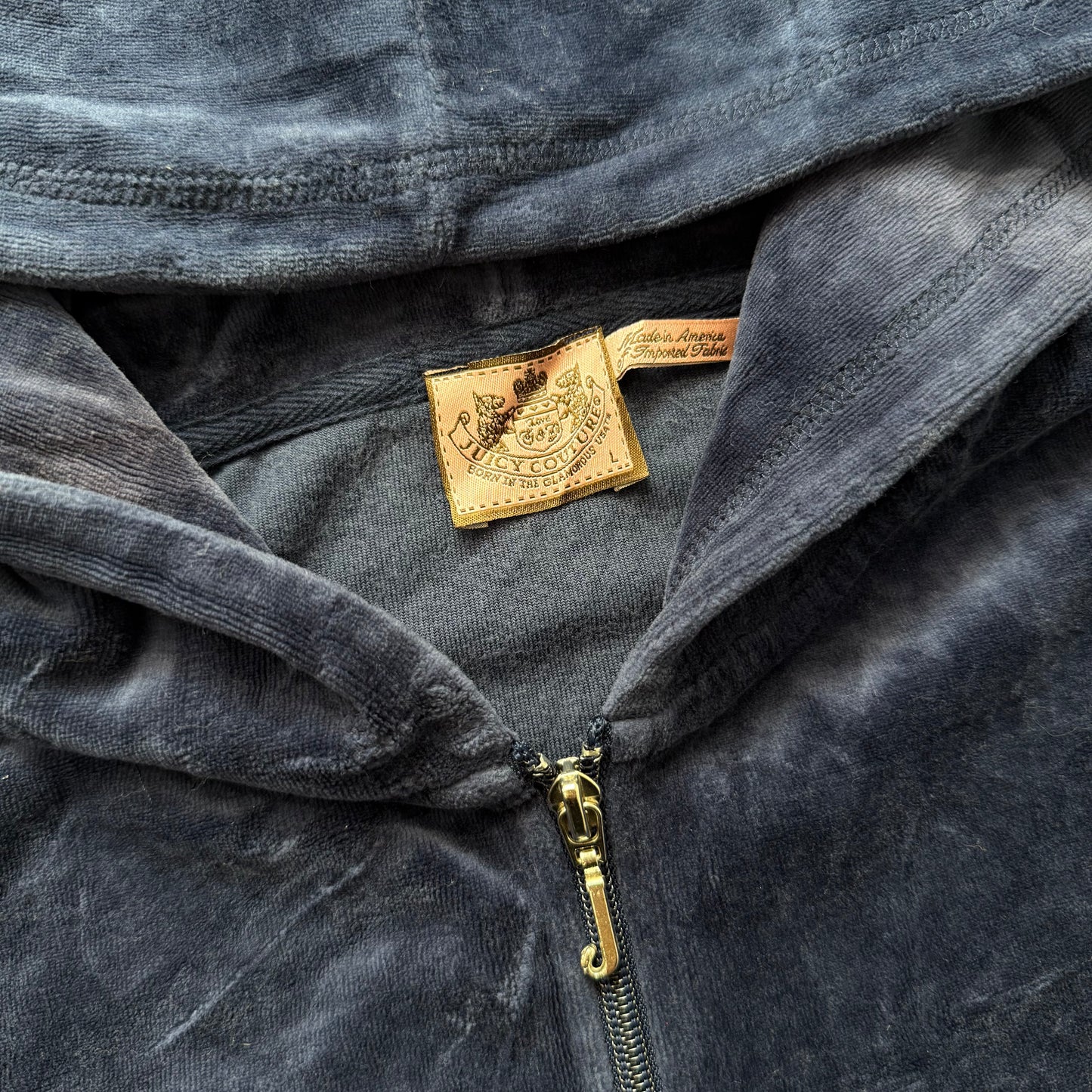 Vintage Juicy Couture Scottie Dog Navy Velour Tracksuit Set Hoodie & Pant Size L