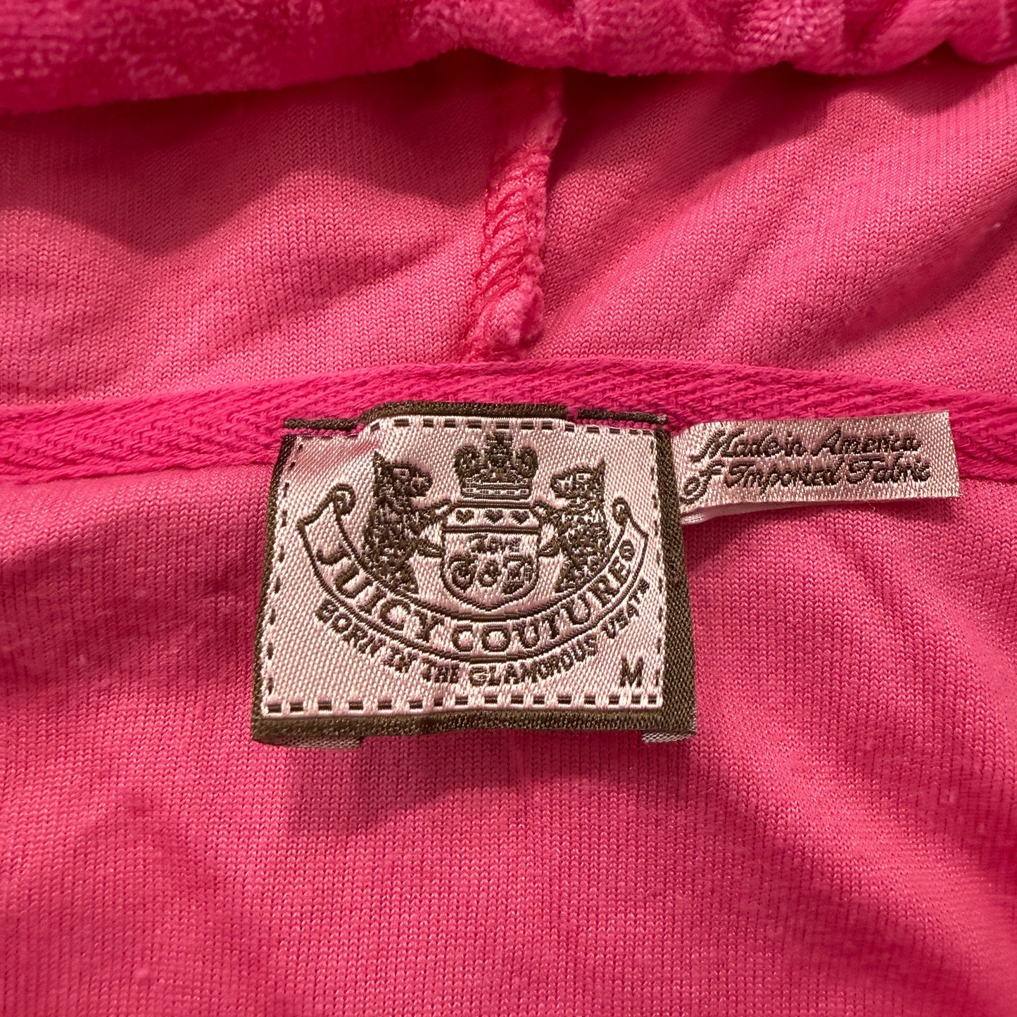 Juicy Couture Women's Pink Velour Zip-Up Hoodie Butterfly Graphic Pockets Size M