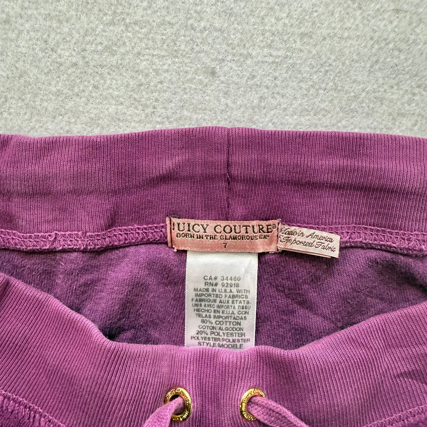 Juicy Couture Women's Deep Purple Velour Flare Track Pant Rhinestone Logo Size 7