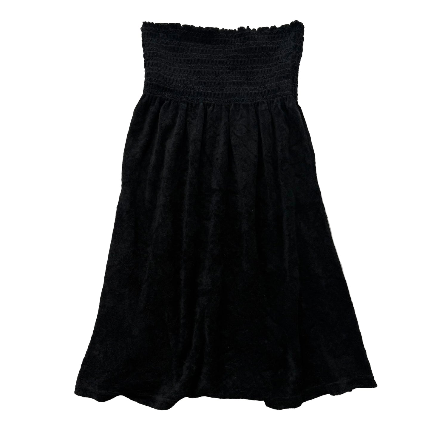 Juicy Couture Women's Black Terry Cloth Smocked Tube Dress Strapless Y2k Size M