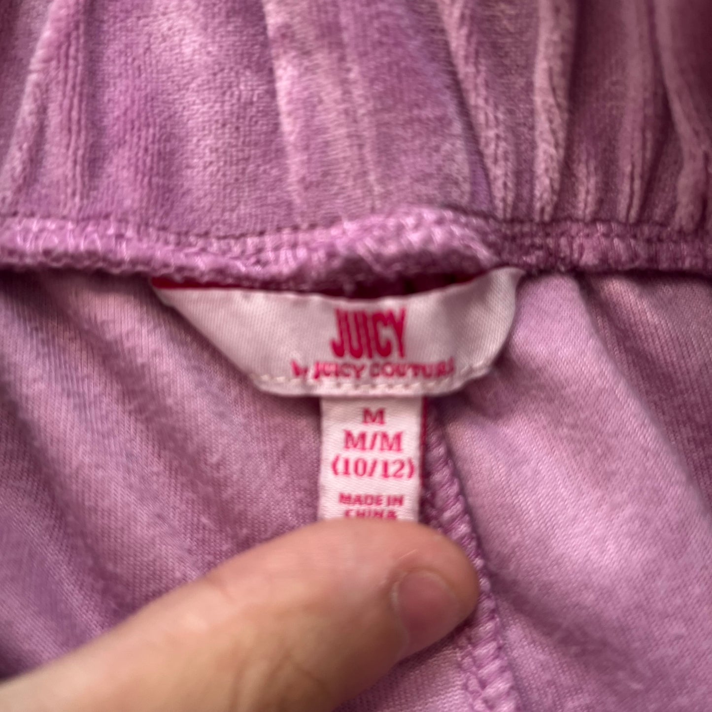 Juicy Couture Womens Mauve Velour Sweatpants Crown Logo Elastic Waist Size M