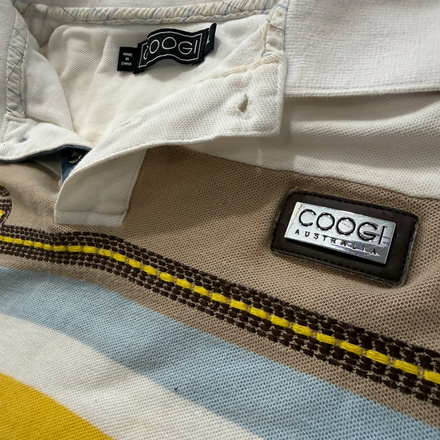Coogi Australia Men's White Polo Shirt Short Sleeve Pullover Casual Logo Size XL