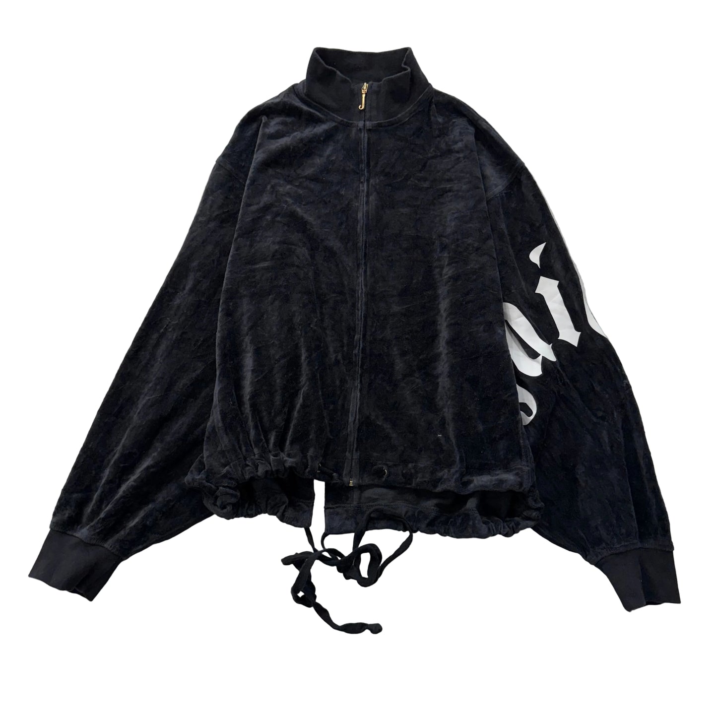 Juicy Couture Women's Black Velour Track Batwing Jacket Aesthetic Logo Size S