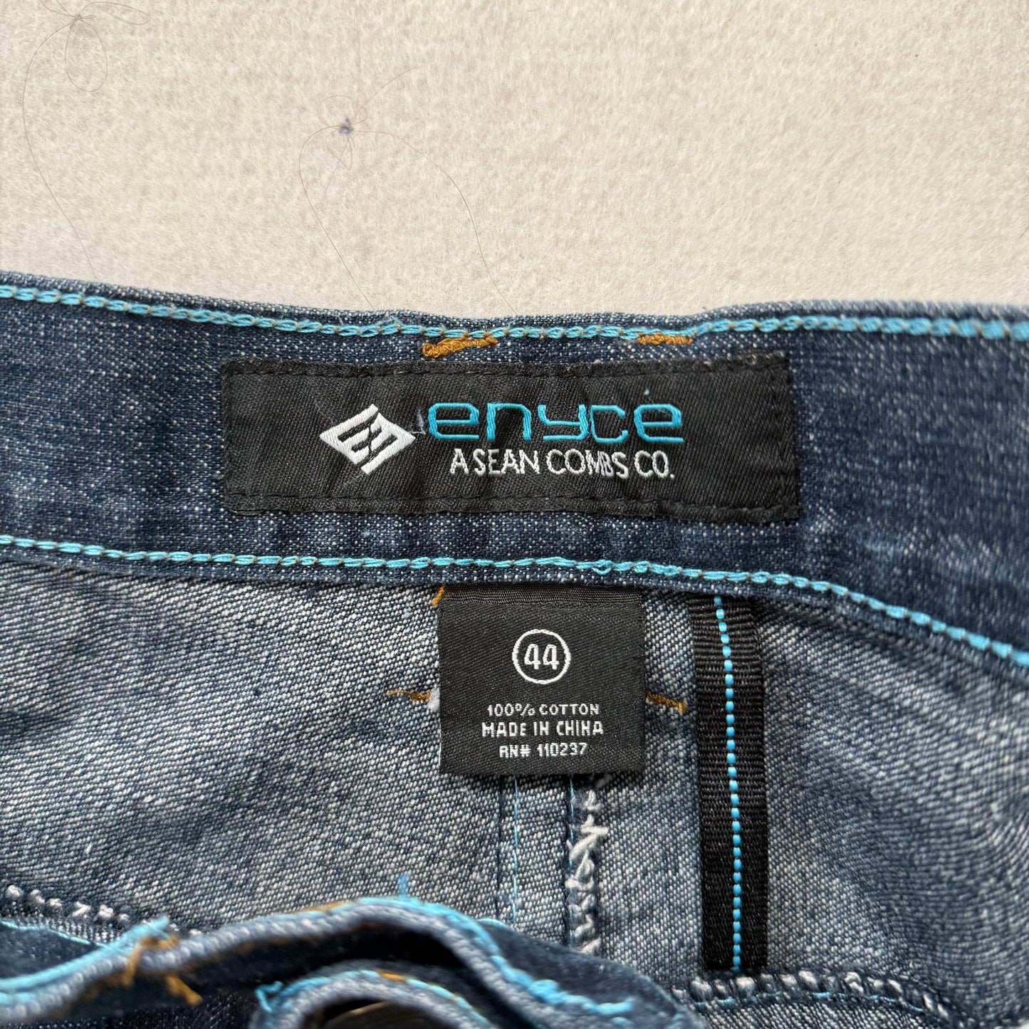 Enyce Blue Baggy Denim Diddy Jorts Short 100% Cotton Dark Washed Classic Size 44
