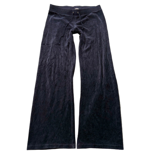 Juicy Couture Women's Dark Navy Blue Velour Flared Track Pants Loungewear Size M