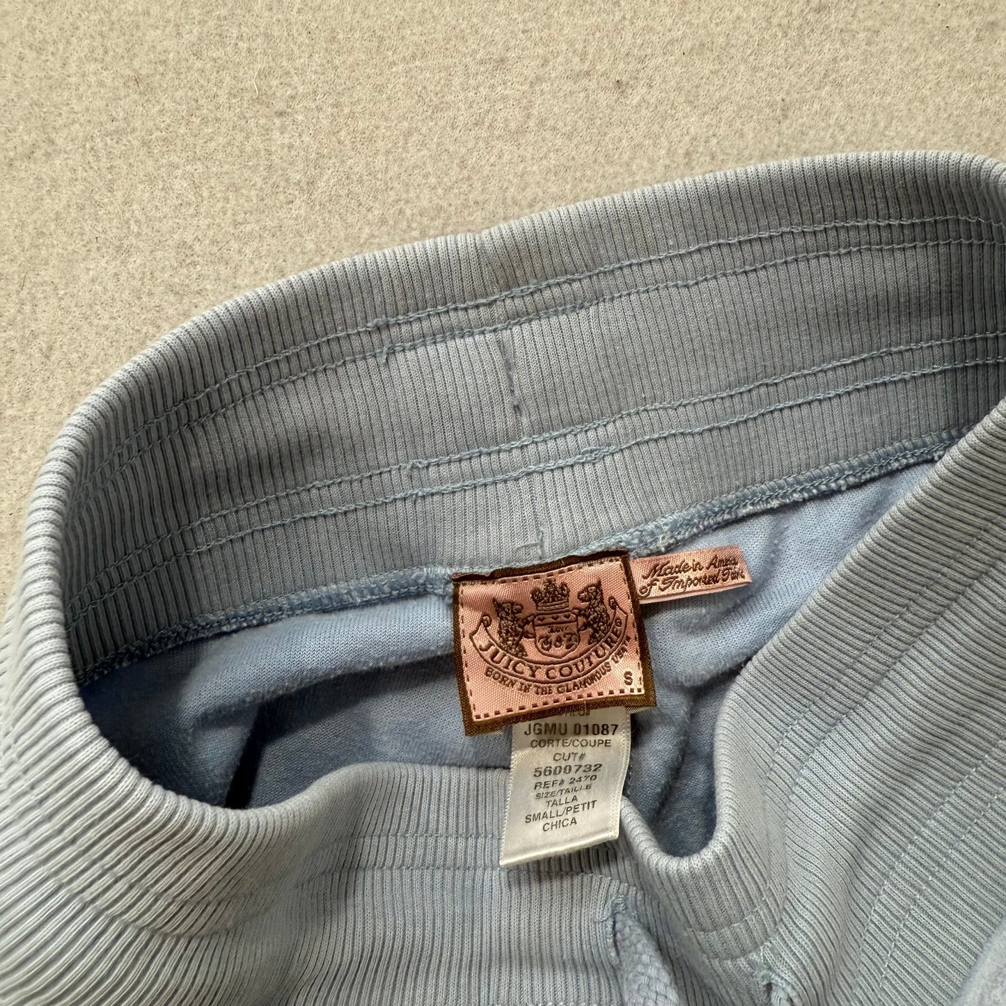 Vtg Juicy Couture Women's Pastel Blue Velour Tracksuit Set Hoodie & Pant Size S