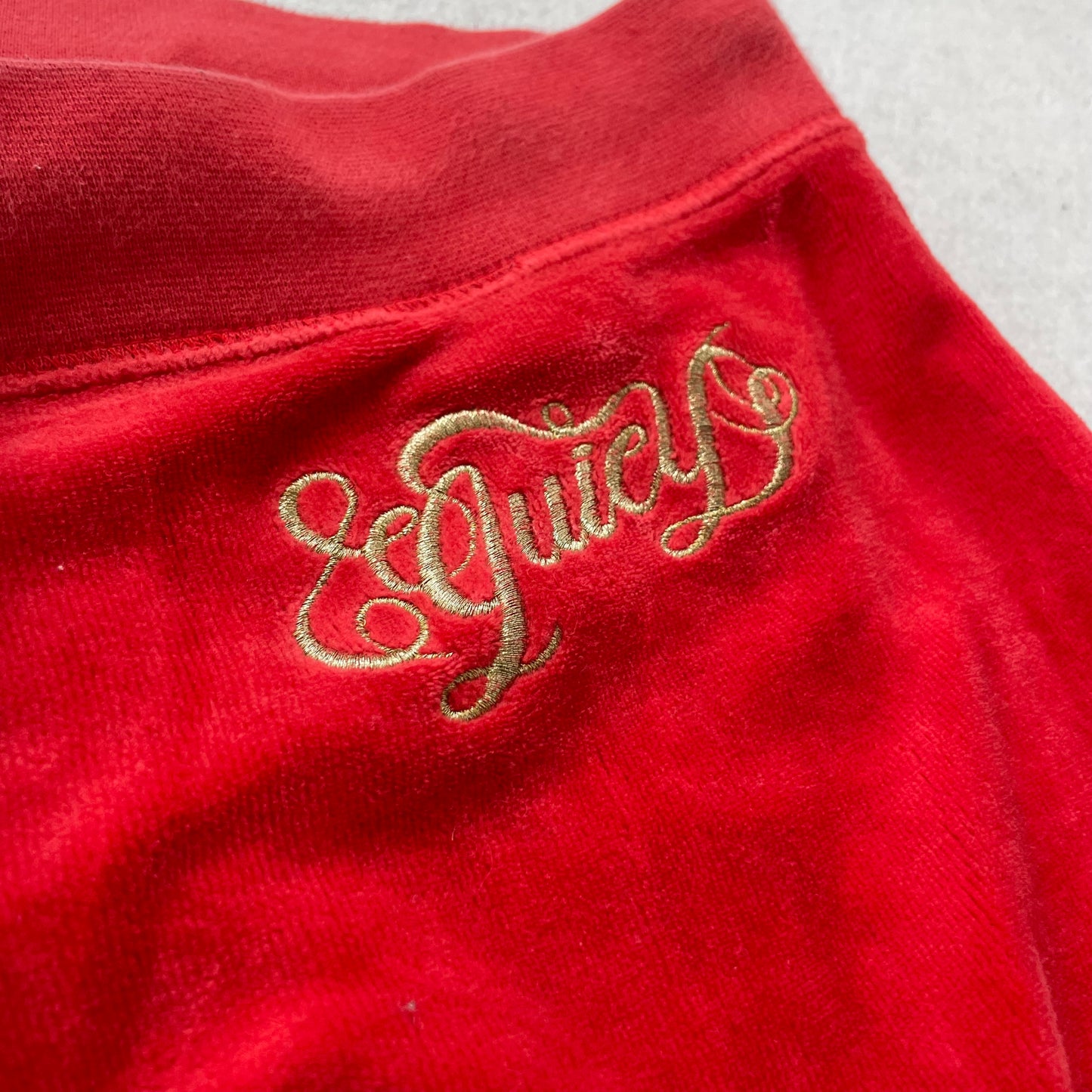 Juicy Couture Women's Red Velour Flared Leg Track Pant Drawstring Logo Size XS
