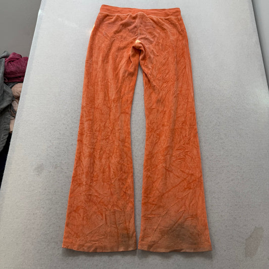 Aéropostale Women's Bright Tangerine Velour Flared Track Pant Logo Y2K Size 2XS