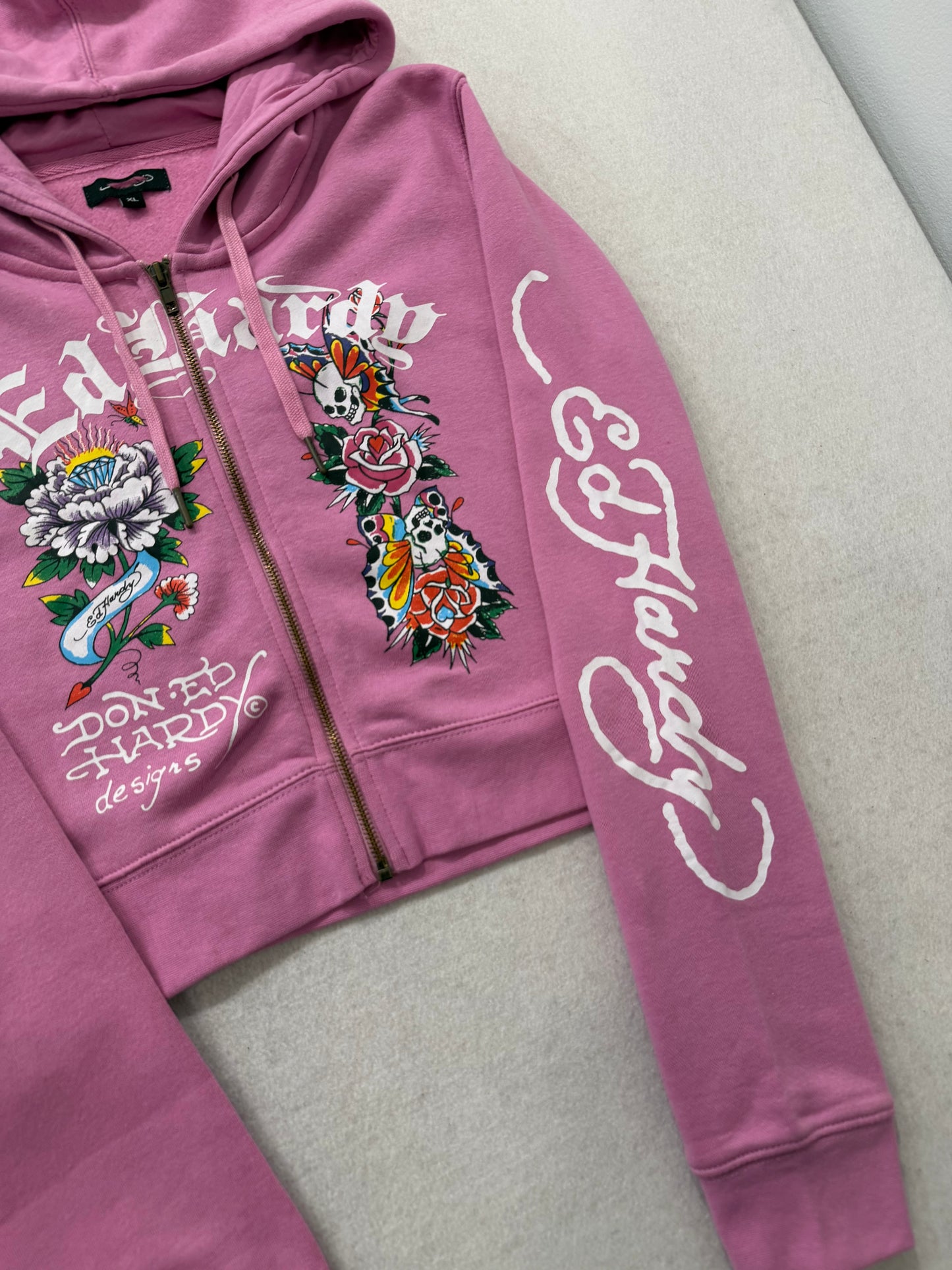 ED HARDY “Flower Skull” PINK MATCHING CARGO PANT SET