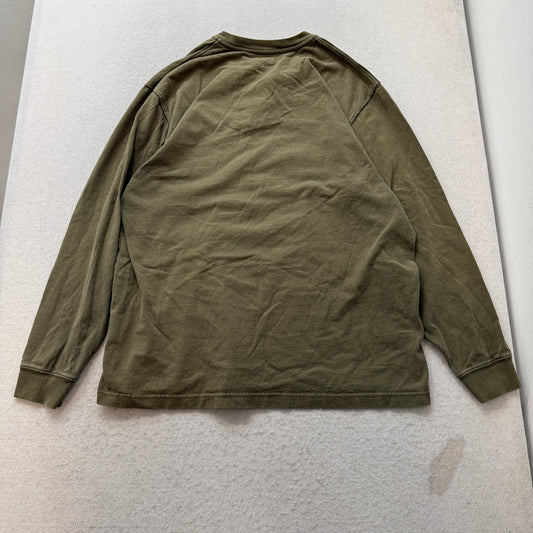 Carhartt Original Fit Men's Olive Cotton T-Shirt Long Sleeve Henley Neck Tee - L