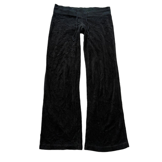Vintage Juicy Couture Women's Black Velour Flared Track Pants Drawstring Size S