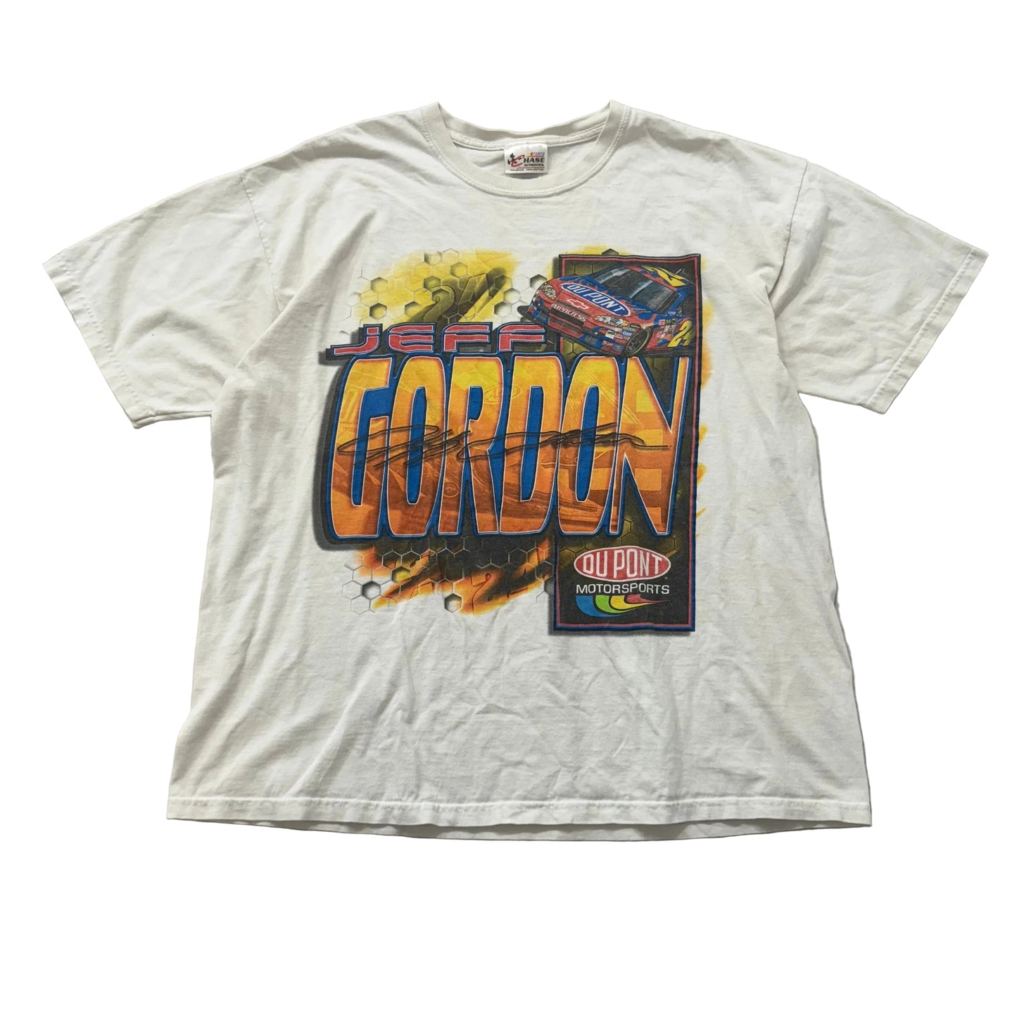 Jeff Gordon #24 NASCAR White Cotton T-Shirt DuPont Motorsports Graphic Size XL