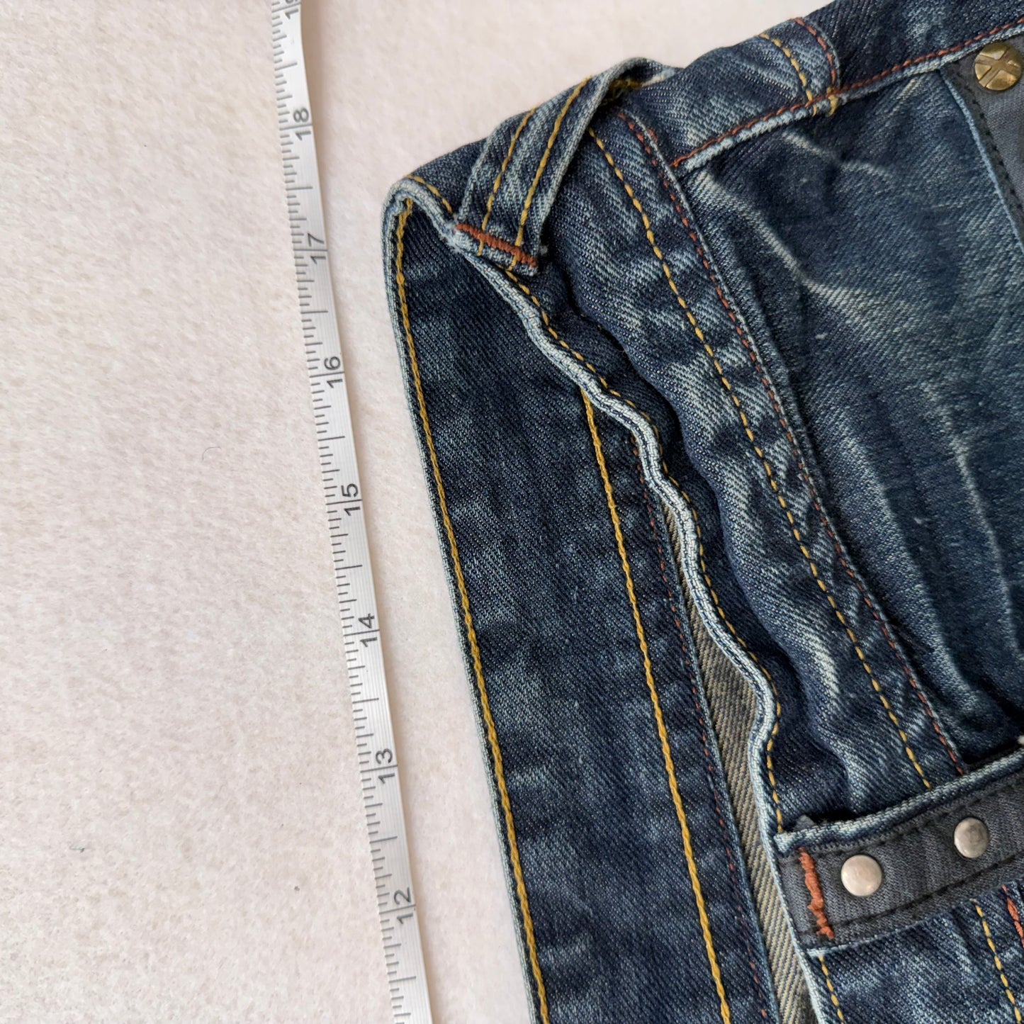 XRay denim blue studded pocket straight leg jeans size 36x32 - Clean Curriculums 